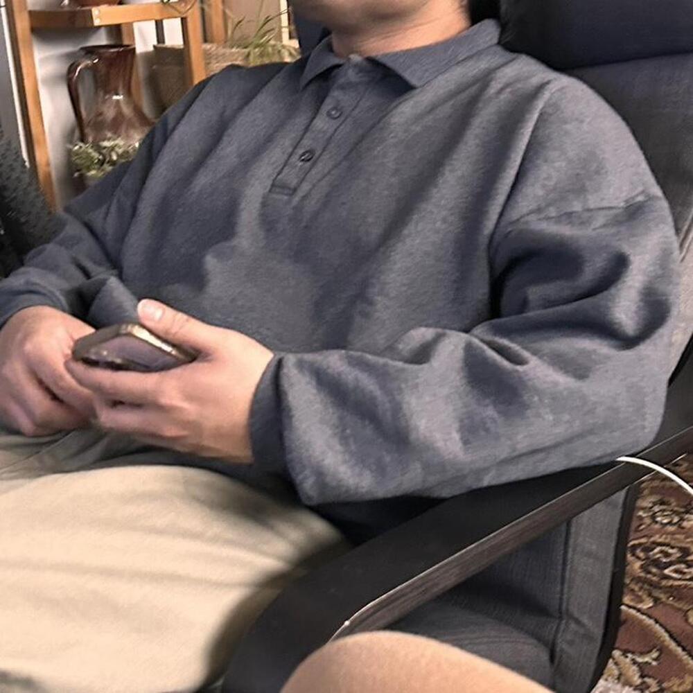 Grey long sleeve polo shirt long sleeve